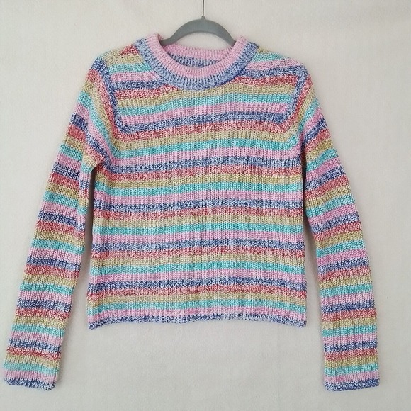Philosophy Cotton Blend Knit‎ Sweater Size Small w/ Multicolored Stripes - Picture 1 of 11